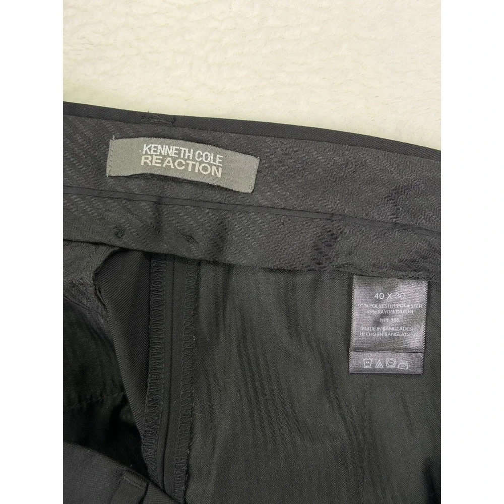 Kenneth Cole Reaction Dress‎ Pants Mens 40x30 Black Flat Front Straight